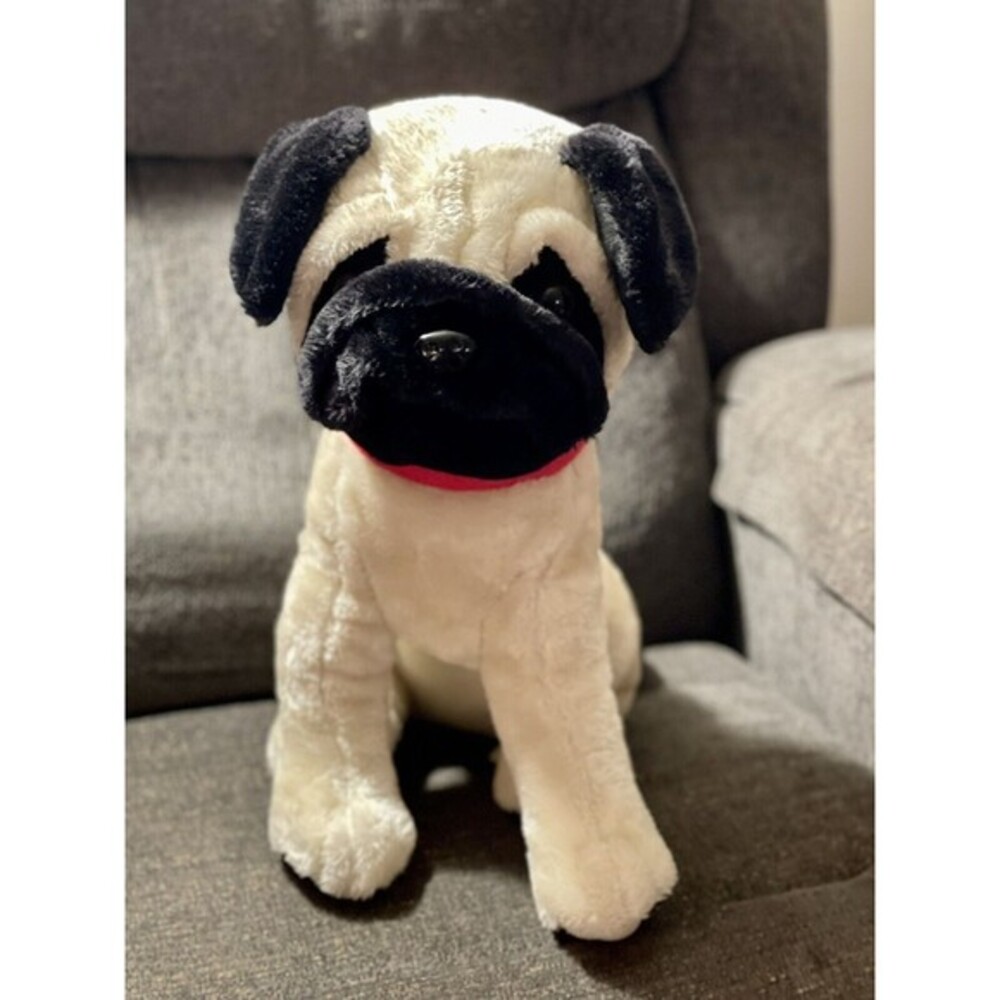 CalPlush Pug Dog Stuffed Animal Plush Cream Black Red‎ Collar 9567-16 2019